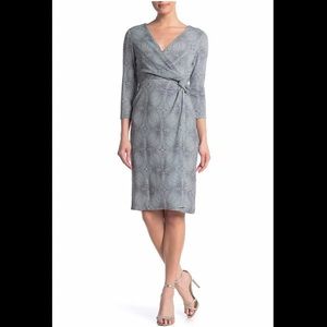 NWT Marina Artic Blue Surplice Neck Glitter Dress